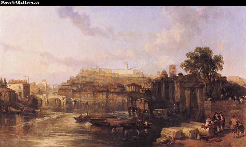 David Roberts View on the Tiber Looking Towards Mounts Palatine and Aventine